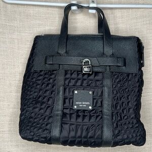 HENRI BENDEL JETSETTER BACKPACK BLACK QUILTED NYLON LEATHER TRIM